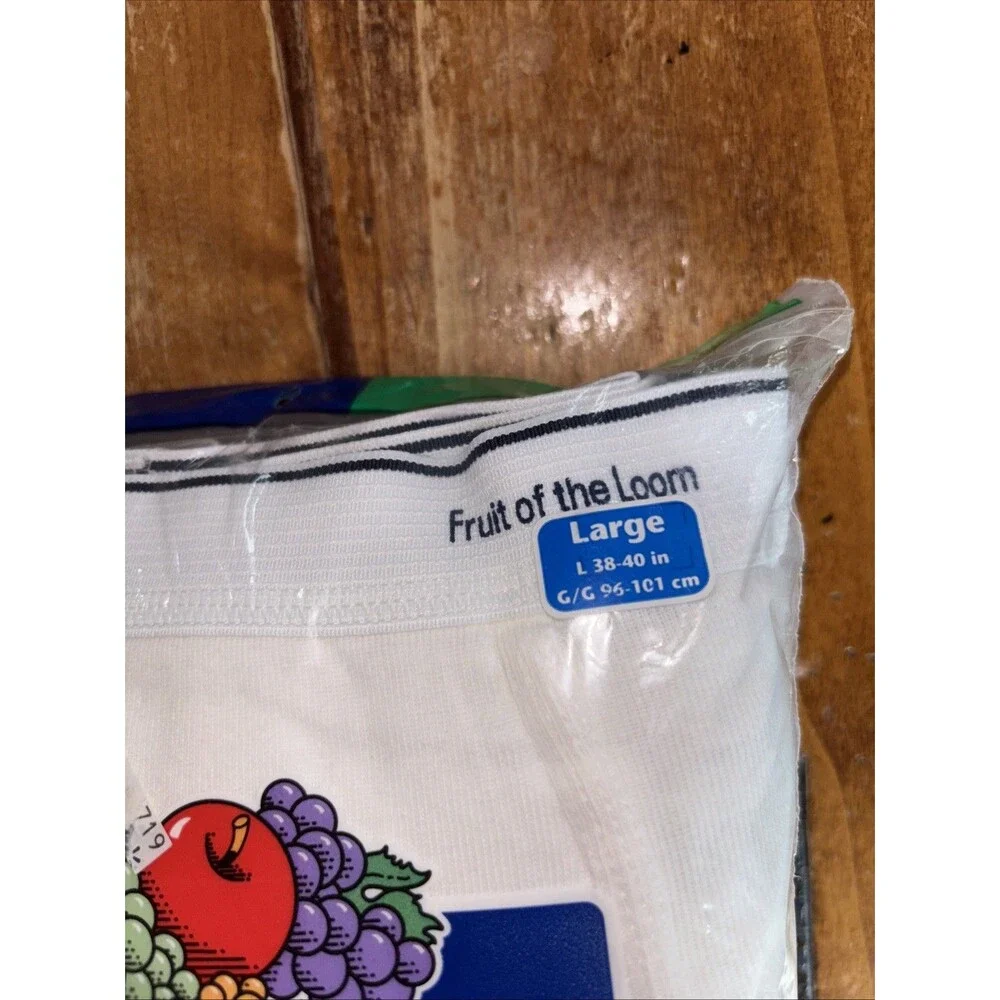7 Vintage Fruit of the Loom Mens Briefs Size L 38-40 White Cotton Classic NEW